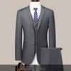 Men's Solid Color Two-piece Suit Set - Fashion Casual Handsome Business Suit Vest And Trousers Ensemble