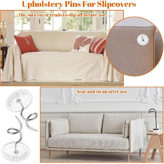 200 Pcs Clear Head Screw Twist P Bed Skirts P Upholstery Tacks Dust Ruffle Headliner Clips for Hold Bedskirt Slipcovers Couch Sofa Covers Furniture