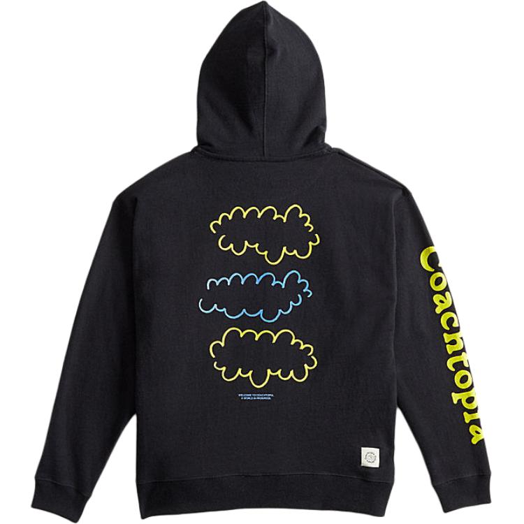 Coach Letter Print Hooded Long Sleeve Sweatshirt Unisex Sweatshirt Black CL507-BLC