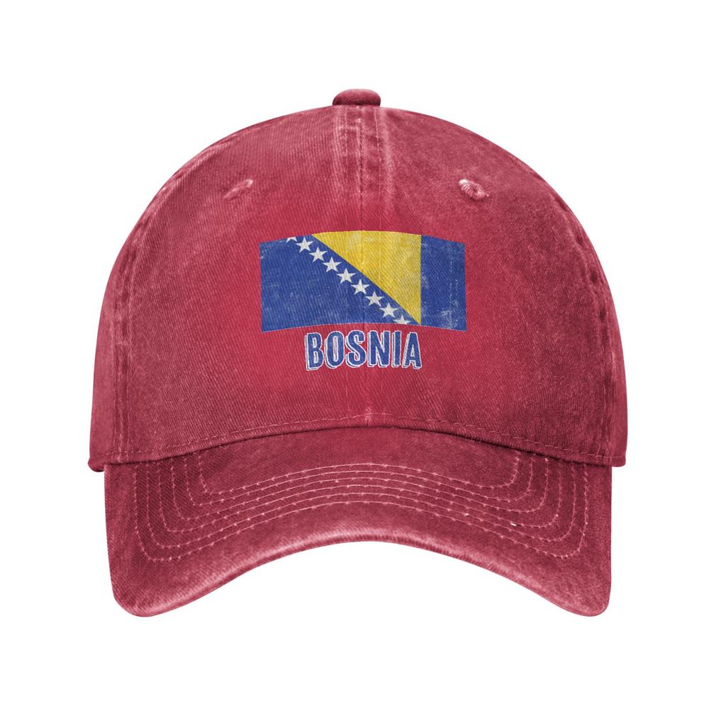 Vintage Retro Flag of Bosnia Herzegovina Grunge look Retro Denim Washed Baseball Cap Women Cowboy Dad Hats Men Rock Trucker Cap