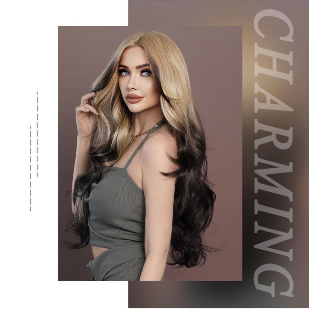 Women's  Simulation Wig 13*4 Lace Front Wig Ombre Blonde Body Wavy Beauty Decoration  Kanekalon Wig