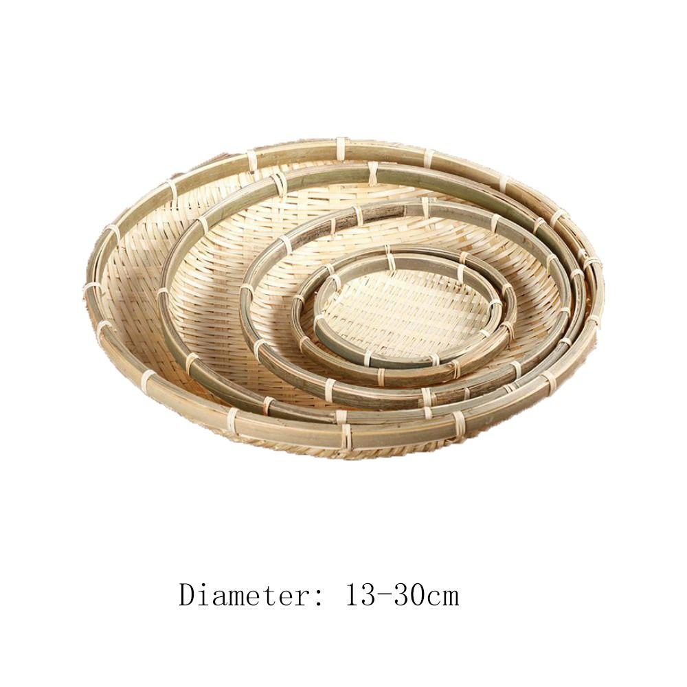 Bamboo Woven Bamboo Tray Round Wall Hanging Baskets Handmade Decorative Serving Tray  Living room