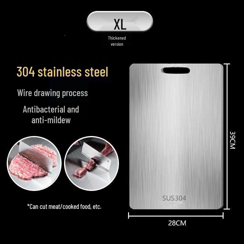 Thickened Antibacterial 316 Stainless Steel Double-Sided Cutting Board - Large Kitchen & Fruit Chopping Board with Rolling Pin