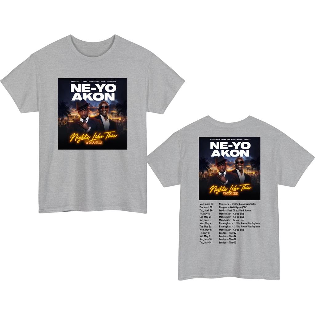 Ne-Yo Akon Nights Like This Tour Graphic T-shirt Men Women Printed Tee Summer Casual Fashion Clothing Tops High Quality Streetwear New Model