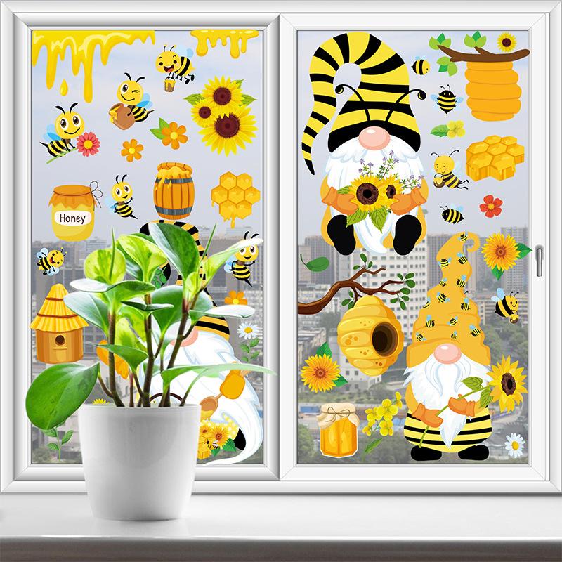 Spring Window Stickers Bee Holiday Window Stickers H0NEY Bee Holiday Glass Decorative Window Stickers