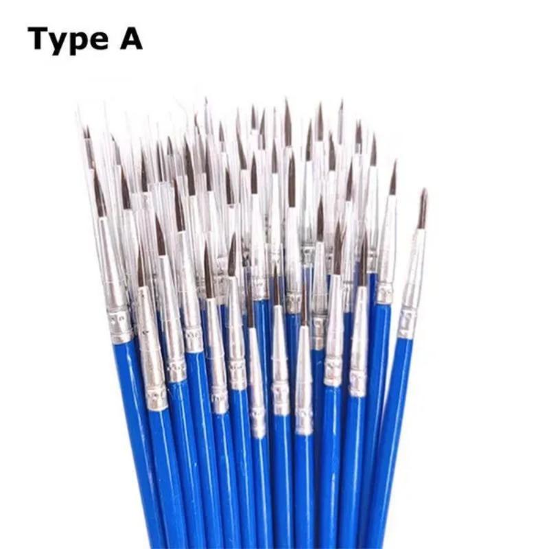 

50 шт./набор кистей для рисования, плоские кисти для рисования, небольшой объем кисти для детализации, основные принадлежности для живописи.