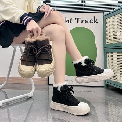 Mode High Sneaker mit Fell Damen Winter Casual Sport Warm Skateboard Schuhe Damenmode Plus Plüsch Knöchel Schneestiefel Schuhe