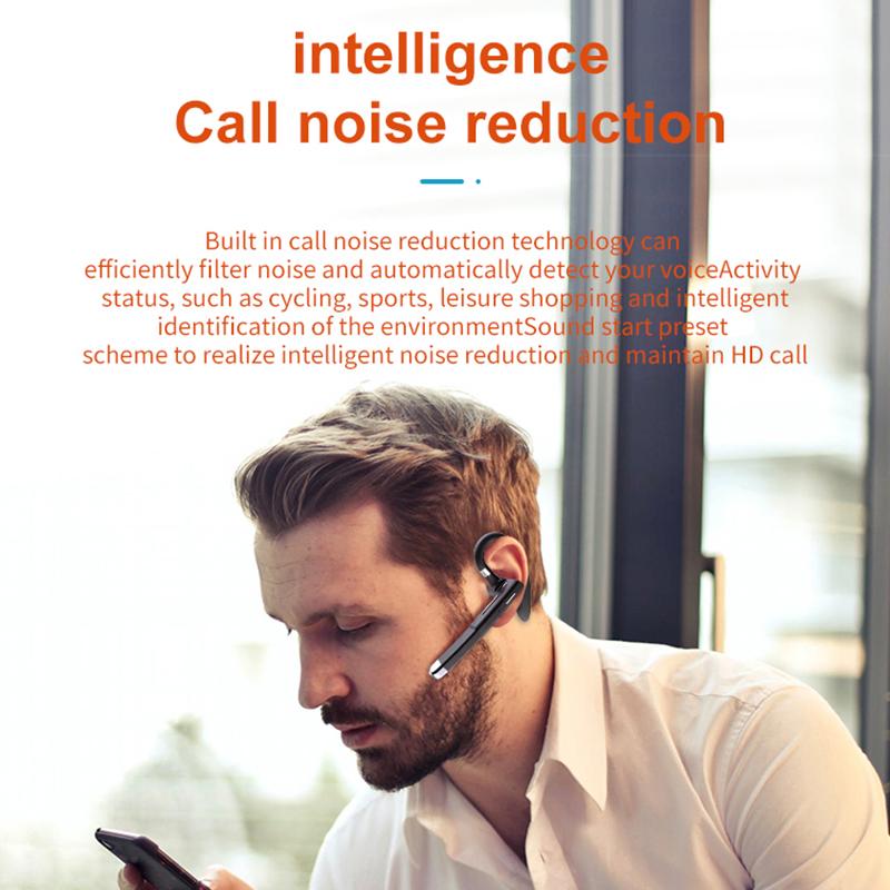 Business Bluetooth Headphone Single Earphone HD Noise Cancel Calling With Charge Case IPX7 Waterproof Headset For All Smartphones