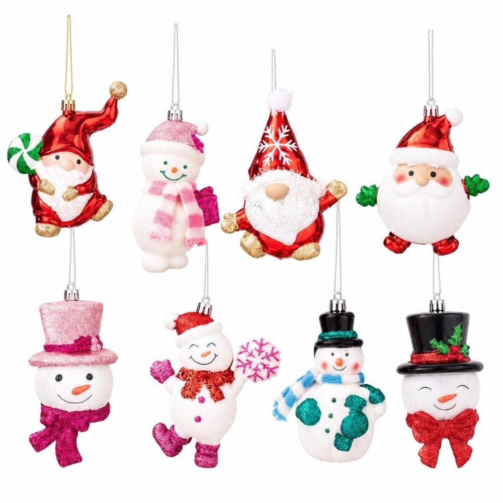 Plastic Santa Hanging Pendant Cartoon Shape Character Xmas Ornament Window Display