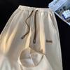 Summer Pleated Loose Plus Size Floor-Length Textured Trousers: Slimming, Straight-Leg, Lazy Style