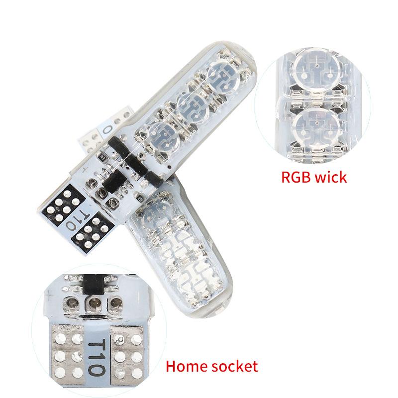 2/4Pcs  T10 Silicone 5050-6Smd Remote Control Reading Light Rgb Colorful License Plate Mini Lamp For Car/Motorcycle