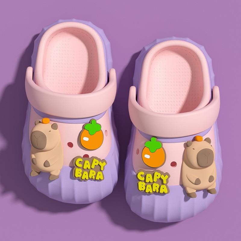 Kids Capybara Slide Sandals Boys Girls Indoor Home Slippers With Anti-Slip Sole Quick-Dry Breathable Footwear