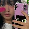 Cute Big-eyed Black Cat iPhone17Promax Mobile Phone Case Is Suitable for Apple Air Transparent 16/15 Women's 14 Anti-drop.