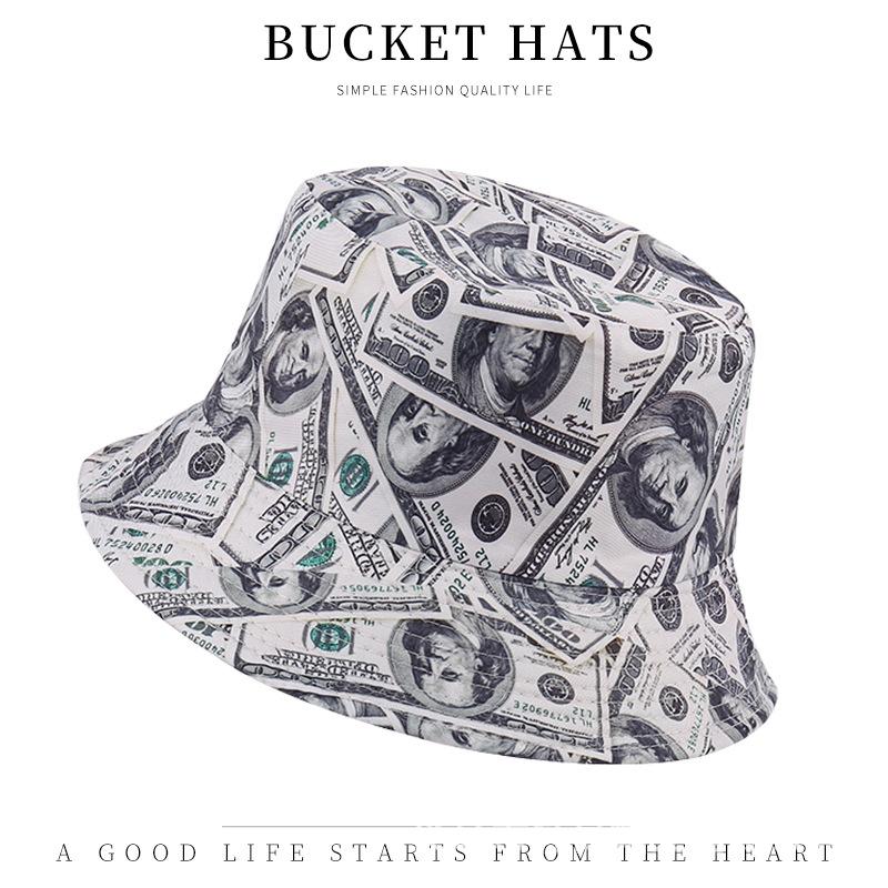 Trendy versatile sunshade sun hat summer double-sided pot hat printed bucket hat women