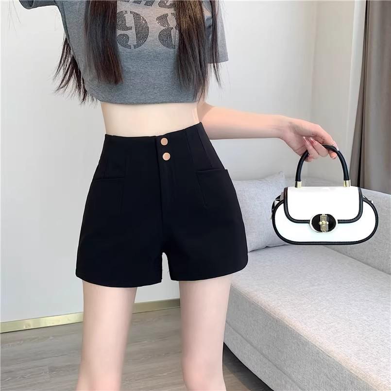 2024 Women's High-Waisted Black A-Line Shorts – Spicy Style Summer Casual Slimming Fashion.
