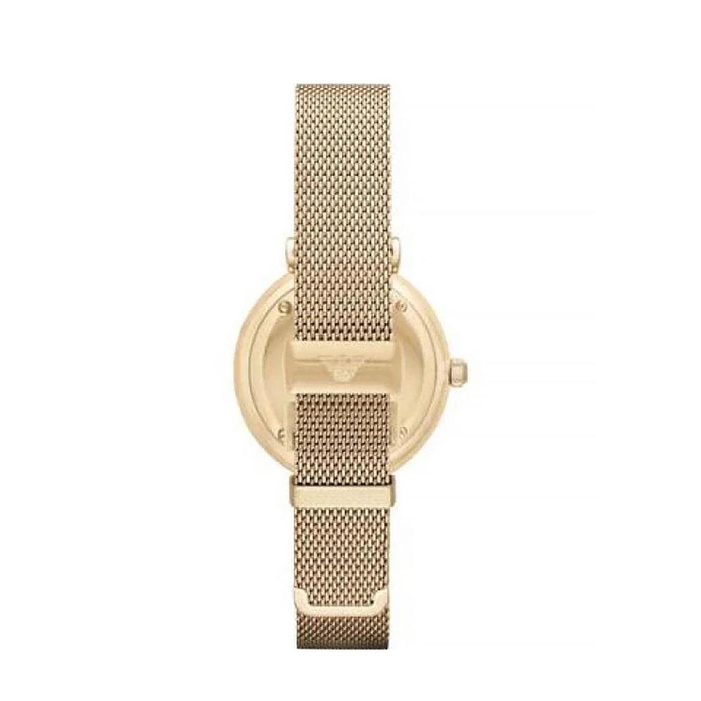 Emporio Armani AR1957 Retro Gold Dial Gold Mesh armbåndklokke for kvinner