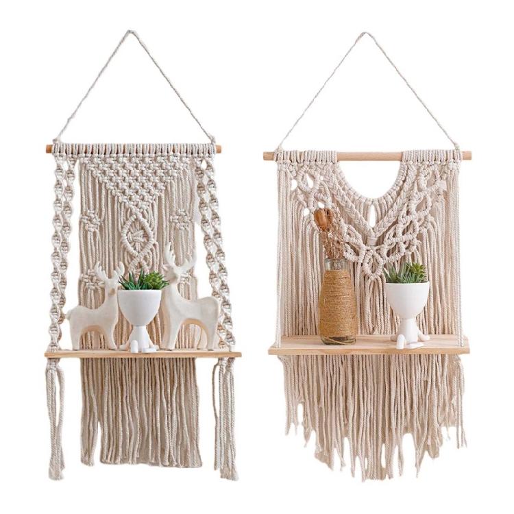 Handwoven Shelf Vintage Wall Organizer Bohemian Floating Shelf Home Decorations