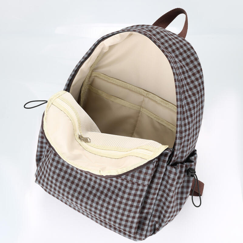 Junior School Bag Women's Check Backpack College Style Travel Backpack