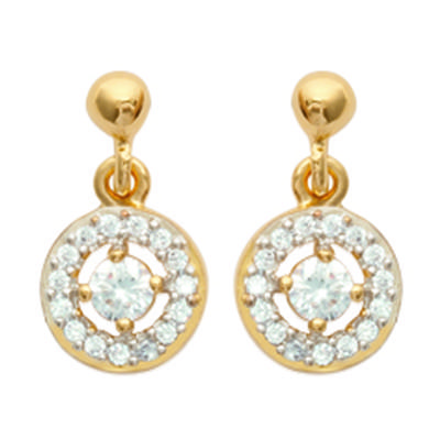 [J9415] - Boucles Plaqué Or 'Déesse' blanc doré - 14x7 mm