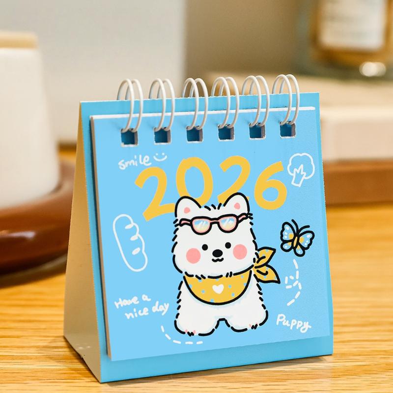 2026 Year Simple Ins Small Desk Calendar Cute Cartoon Dog Calendar Portable Pocket Calendar Schedule Desktop Decoration Gifts