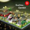 Klassischer Garten von Suzhou Bausteine Chinesische Architektur Mikro-Bausteine Modell mit LED-Licht DIY Bausteine Spielzeug für Kinder Geschenke