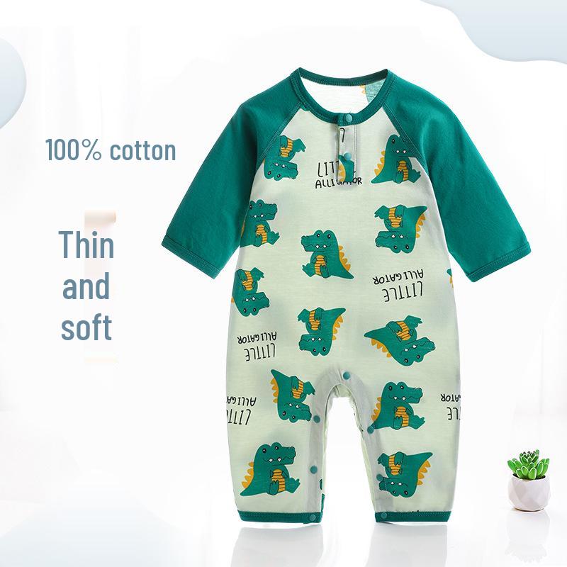 Salopetă cu mânecă lungă din bumbac pur pentru nou-născut: Costum de Aer Condiționat de Primăvară-Vară și Pijama