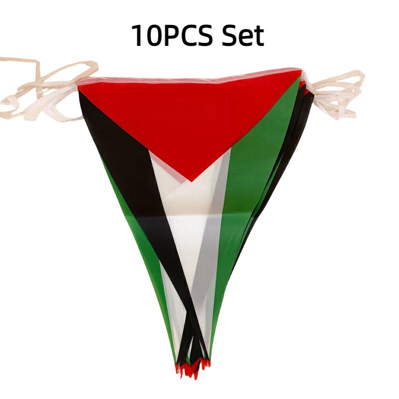 Gaza Palestine 10pcs Polyester Flag Square Triangle Shape Celebrate Festival