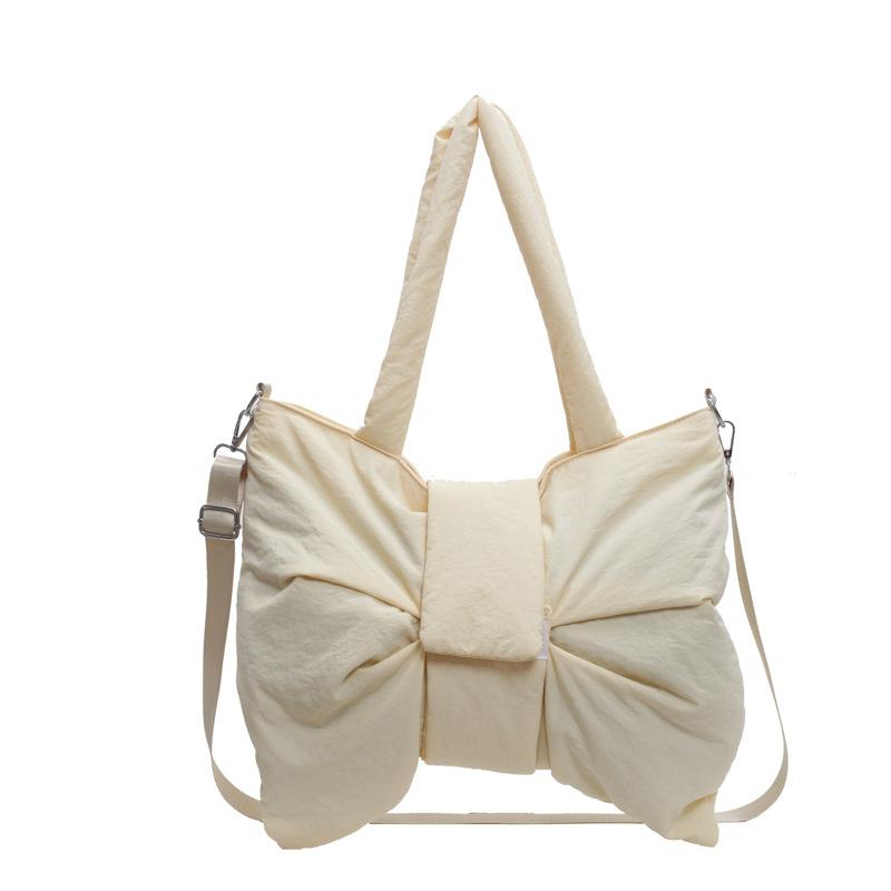 Han Bow Large Capacity Tote Bag Women's 2026 Portable Shoulder Bag Niche Crossbody Canvas Bag