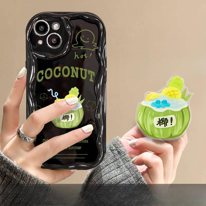 Applicable To Apple 14promax Mobile Phone Case Iphone13 Full Inclusion 11/12 Cool Coconut Stand Women's Model Xs/xr