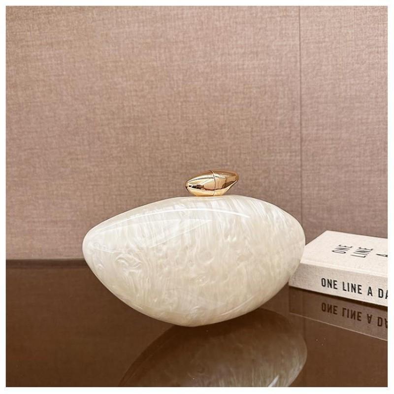 Acrylic Clutch Bag Women Oval Shell Shape Chain Strap Hard Structure Gender-Neutral Fashion Evening Handbag
