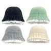Lace Flower Ruffle Winter Bucket Hat Solid Color Basin Cap Sweet Ear Protection Hats  Outdoor Girl