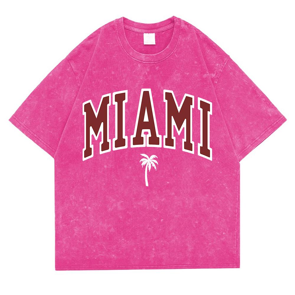 

Майами Кост Кокосовые пальмы Потертые Ретро Футболки с снеговиками Хлопковые Оверсайз с коротким рукавом Свободная футболка Дышащие топы 3XL