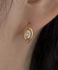 Loveenb [14K Gold] Her Oval Cubic Earrings