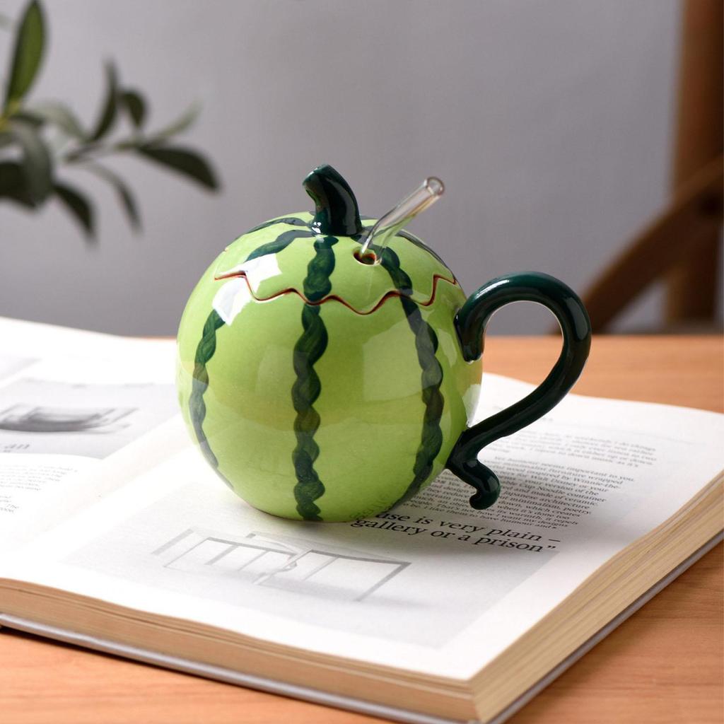 Lustige Kaffeetassen 300ml Wassermelone Mit Strohdeckel Teetasse Auslaufsichere Kaffeetassen Für Mutter Freundin Schwester Tochter Geburtstag