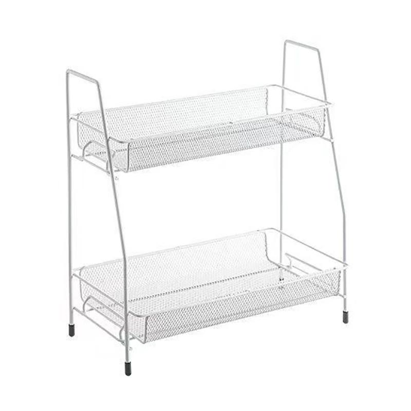 Double Layer Iron Kitchen Storage Rack Wire Spice Organizer Metal Cosmetic Makeup Basket Holder Dish Drainer Bathroom Desk Shelf