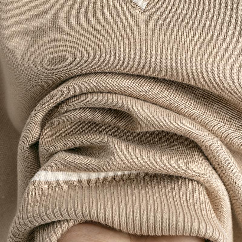 Fall Winter Lazy Wind Loose V-Neck Pulllover Sweater Suit Women's Solid Color Long Sleeve Knit Wide Leg Pants Two Piece Set