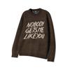 NODU Brushed Lettering Jacquard Round Hairy Knit [Brown]