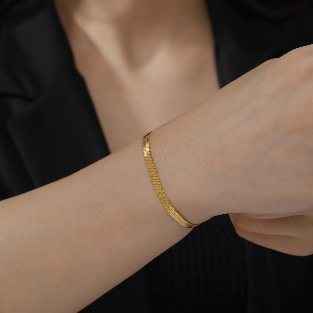 Trendy Classic Snake Chain Bracelet Gold Width 2/3/4/5MM Stainless Steel Chain Bracelets For Women Men Jewelry
