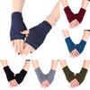 Winter Men Women Solid Color Half Finger Knitted Mitten Warmer Gloves Wrist Wrap