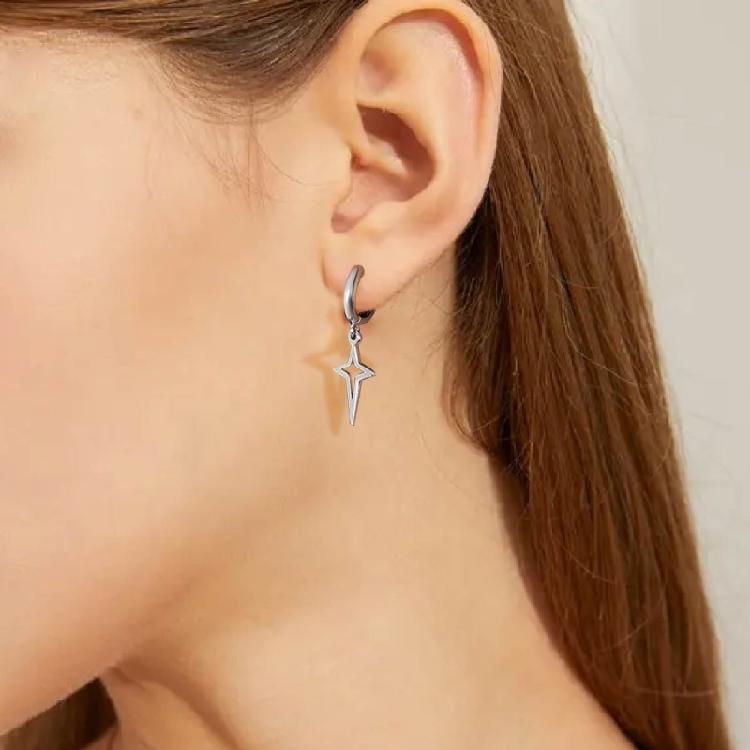 Star Drop Earring Rock Cool Women Cross Earring for Lady Girls Gift Jewelry