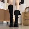 High-heeled boots women's new autumn side zipper retro versatile waterproof table thick-heeled long tube elastic thin boots