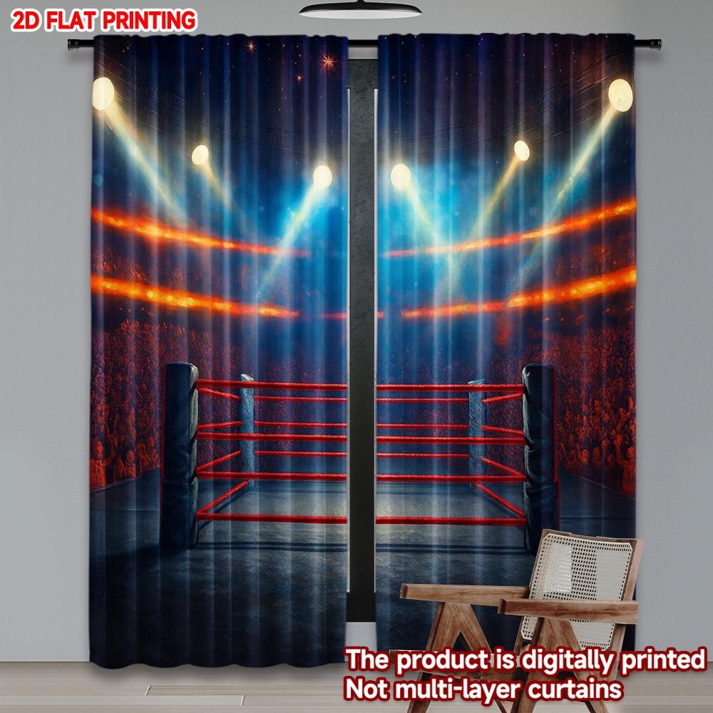 2D flat printing 2pcs Drapes Boxing Arena Digital Printed Polyester Drapes Festive Wall Decor for Booths Studio decoration