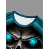 Men's 3D Skull Print T-Shirt | Oversized Short Sleeve | Lightweight Polyester | Round Neckline | Casual Wear | Gothic Fashion