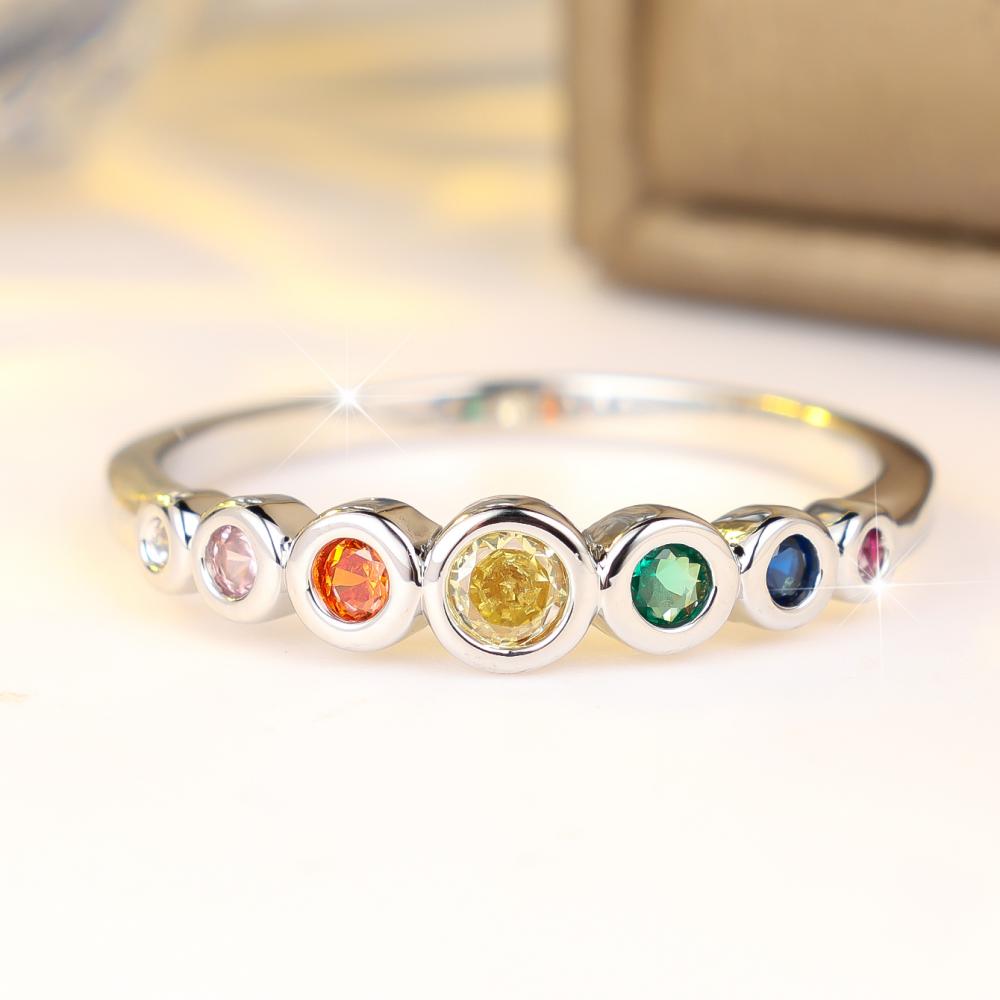 Charming Two Color Available Rainbow Zircon Stackable Ring for Women Daily Wear and Wedding