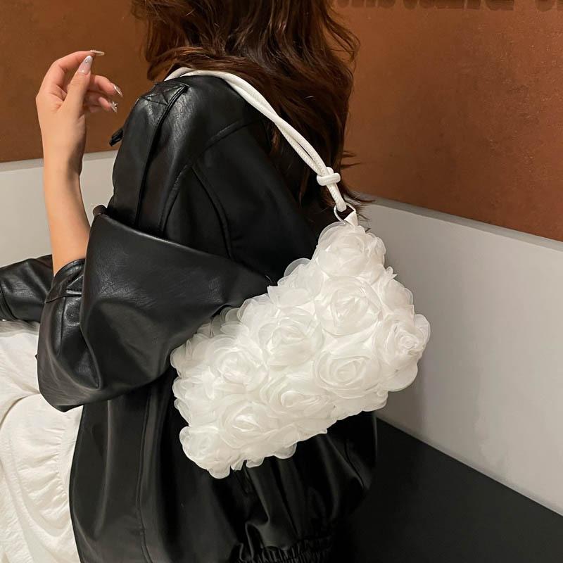 New Personalized Niche Rose Lace Dinner Bag Fashion Shoulder Bag Simple Hand Bag