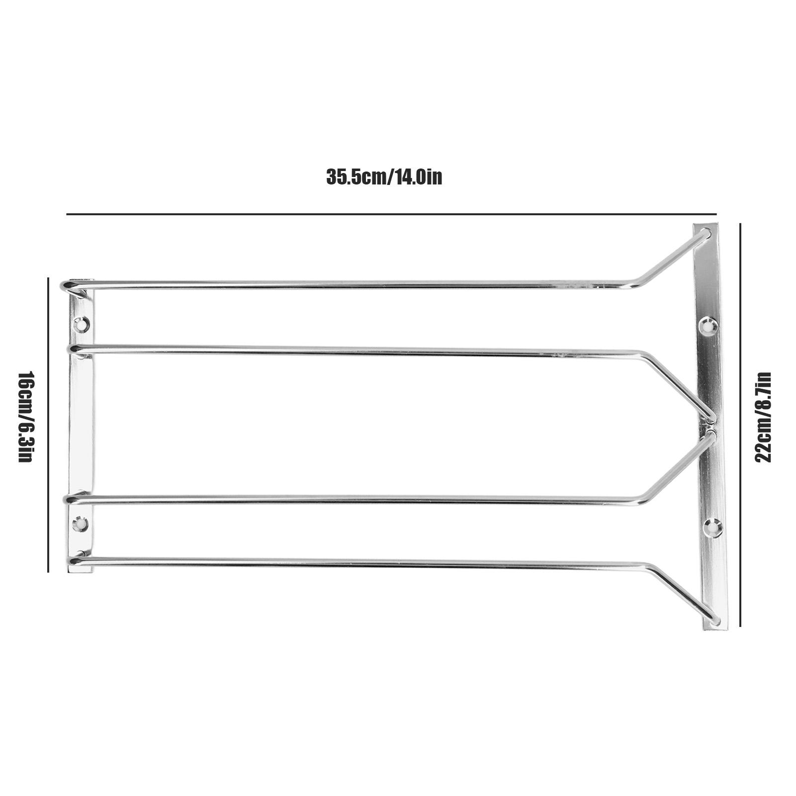 Porte-verres à pied double rangée en acier inoxydable Support pour verres à pied à suspendre sous l'armoire