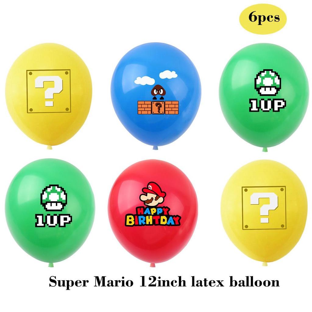 Super Mario Happy Birthday Party Decor Supplies Banner Balloon Cake Topper