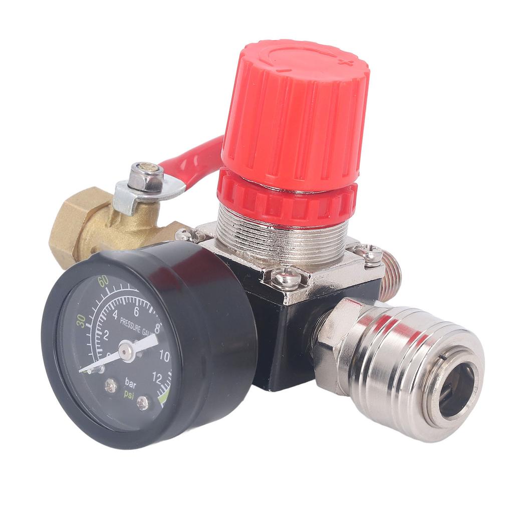 Air Compressor Regulator Kit with Gauge 4 Way Valve 0?180 PSI European Style for Pneumatic Tools