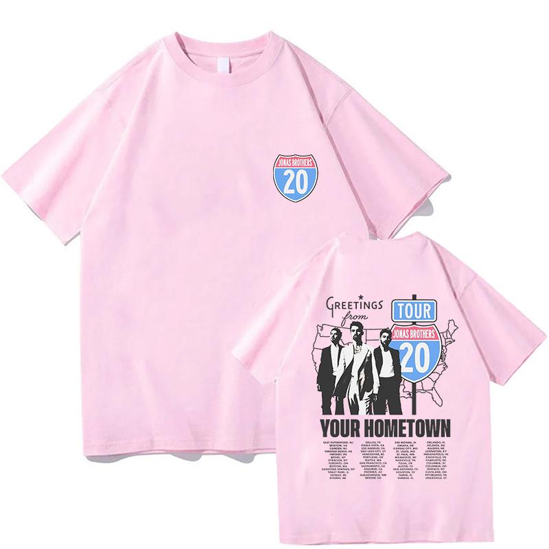 Jonas Brothers Greetings From Your Hometown T-shirts Mens Women Clothing Cotton Short Sleeves T Shirts Fashion Vintage T-shirt
