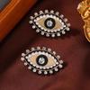 Retro Rhinestone & Pearl Demon Eye Stud Earrings - Ethnic Style